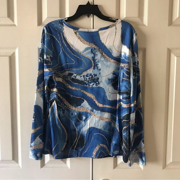Blue Marble Print Top - Picture 4 of 5